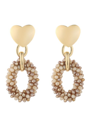 Oorbellen Hart Beige