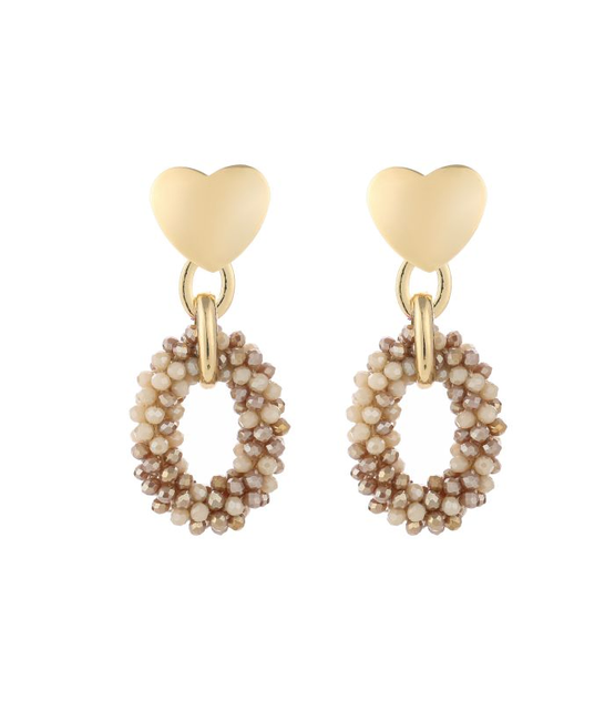 Oorbellen Hart Beige