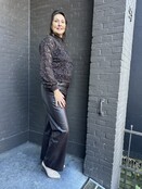 Broek Wide leg Leather Look Bruin