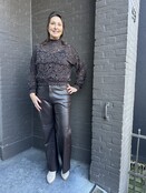 Broek Wide leg Leather Look Bruin
