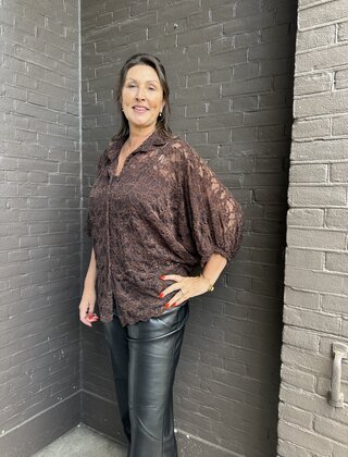 Blouse Monica Kant Bruin