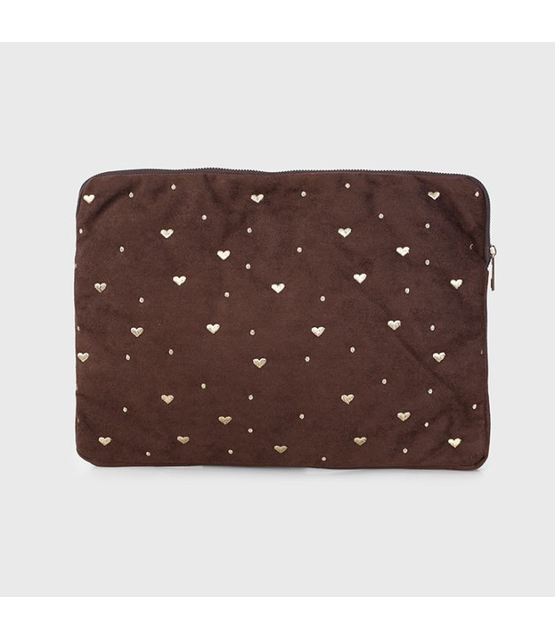 Laptop hoes hartjes bruin