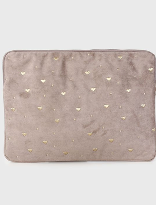 Laptop hoes hartjes beige