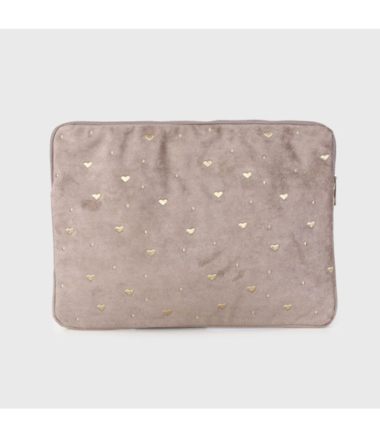 Laptop hoes hartjes beige