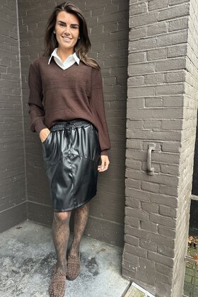 Rok Leather look zwart