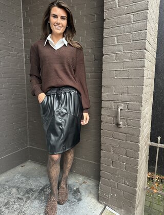 Rok Leather look zwart