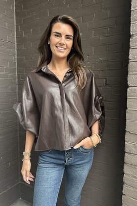 Blouse Kate leer bruin