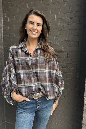 Blouse Kate ruit bruin