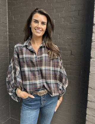 Blouse Kate ruit bruin