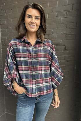 Blouse Kate ruit blauw