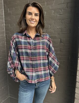 Blouse Kate ruit blauw