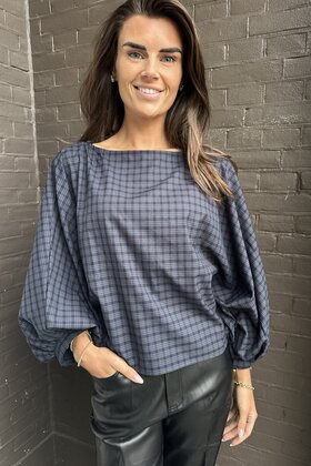 Top Pascale ruit blauw