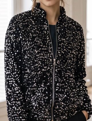 Jas Bomber glitter zilver