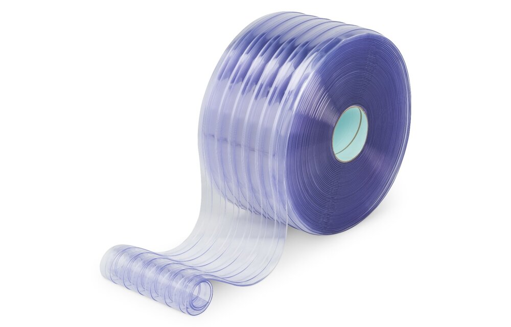 Pvc op de rol 30cm breed 3 mm dik rol a 50 meter Transparant Dubbel Geribbeld