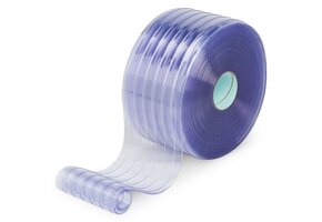 Rol pvc 300x3 mm a  50 meter Transparant Dubbel Geribbeld