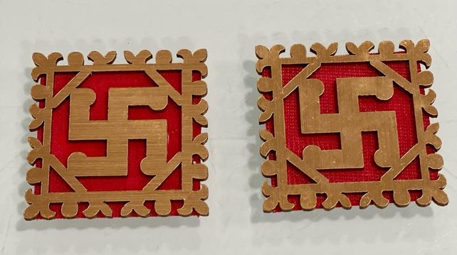 Swastik Sticker Wooden (Small- 1 Pair)
