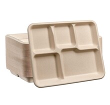 Bio Degradable Five Compartment Plates 25 Pcs