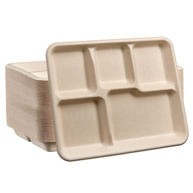Bio Degradable Five Compartment Plates 25 Pcs