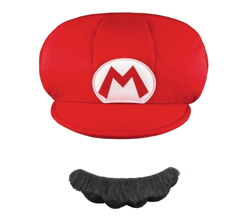 Mario Bros Mario Kart Petje + Snor