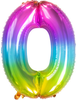 Cijfer 0  Folieballon Yummy Gummy Rainbow | 81cm