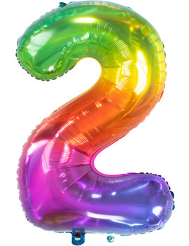 Cijfer 2  Folieballon Yummy Gummy Rainbow | 81cm