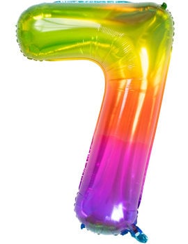 Cijfer 7  Folieballon Yummy Gummy Rainbow | 81cm