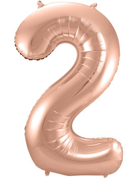 Folat Cijfer 2  Folieballon Rosé Gold | 86cm