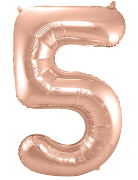 Folat Cijfer 5  Folieballon Rosé Gold | 86cm