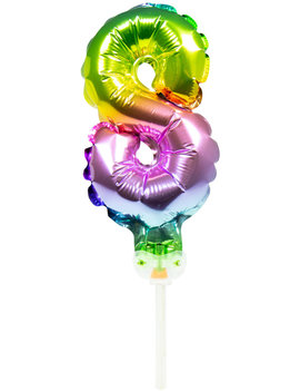 Cijfer 8 Folieballon Taart Topper | Regenboog