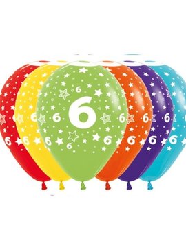 Ballonnen Multicolor 12 Stuks | Cijfer 6