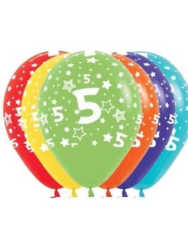 Ballonnen Multicolor 12 Stuks | Cijfer 5