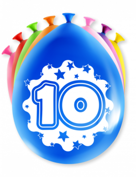 Verjaardag Ballonnen Multicolor 8 Stuks | Cijfer 10