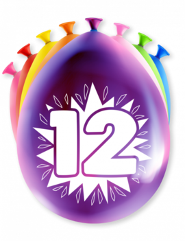 Verjaardag Ballonnen Multicolor 8 Stuks | Cijfer 12