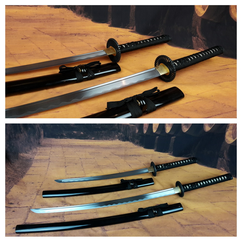 Samurai zwaarden set zwart wakizashi en katana