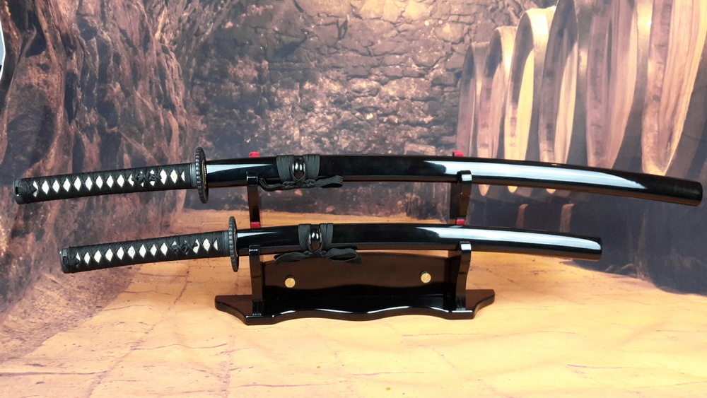 Samurai zwaarden set zwart wakizashi en katana