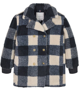 Tommy Hilfiger TEDDY OVERSIZED CHECK COAT NAVY