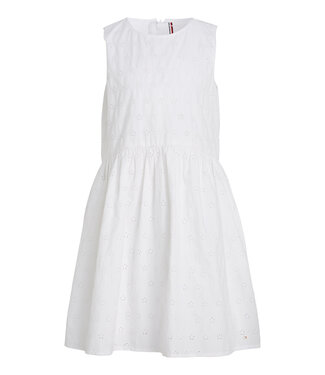 Tommy Hilfiger BRODERIE ANGLAISE MONOGRAM DRESS WHITE