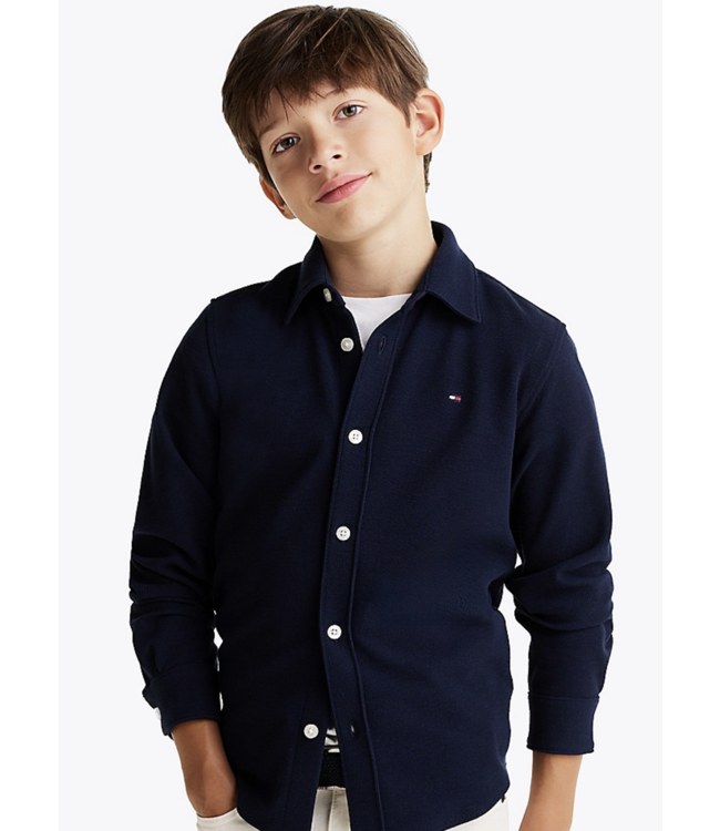 Tommy Hilfiger MICRO WAFFLE REG SHIRT NAVY