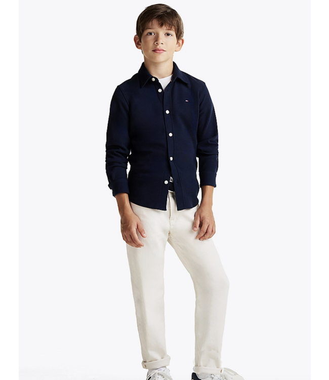 Tommy Hilfiger MICRO WAFFLE REG SHIRT NAVY