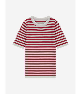 Nik & Nik Jolie SS Stripe Pullover Scarlet/Off White