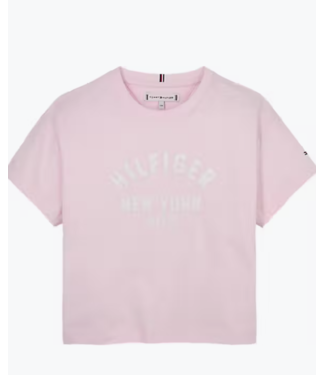 Tommy Hilfiger SATIN APPLIQUE TOP PINK