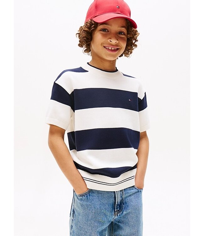 Tommy Hilfiger RUGBY STRIPE SWEATER WHITE/NAVY