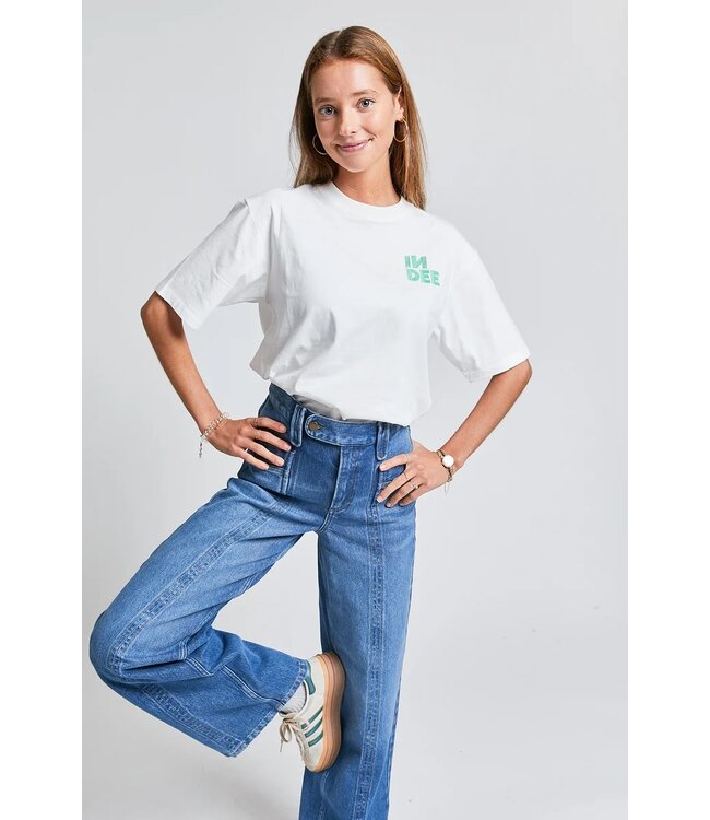 INDEE EMBROIDED LOGO T SHIRT OFF WHITE