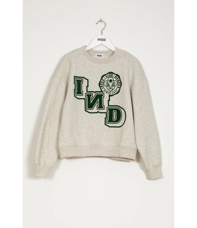 INDEE ROUND NECK COLLEGE SWEATER OFF WHITE