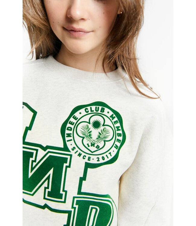 INDEE ROUND NECK COLLEGE SWEATER OFF WHITE