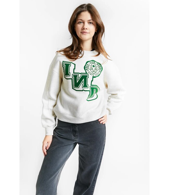 INDEE ROUND NECK COLLEGE SWEATER OFF WHITE