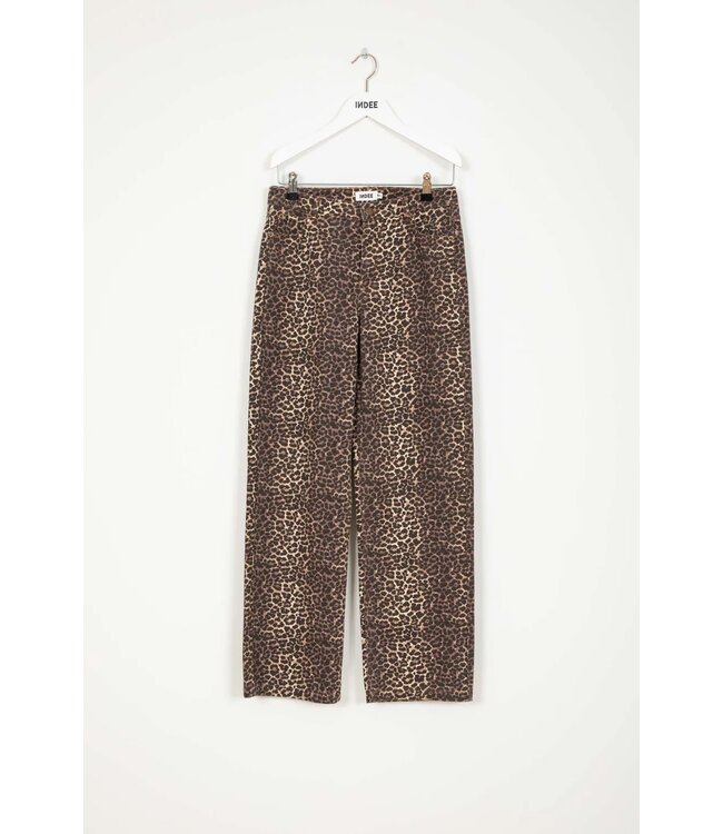 INDEE LOW WAIST 5 POCKET JEANS TROUSERS LEOPARD