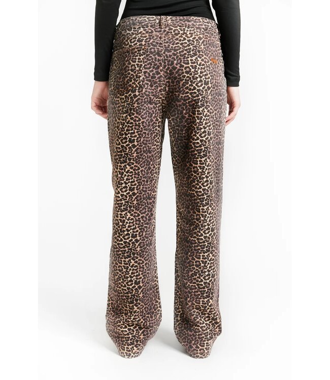 INDEE LOW WAIST 5 POCKET JEANS TROUSERS LEOPARD