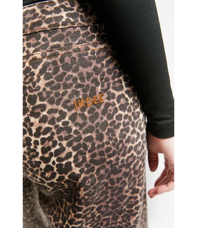 INDEE LOW WAIST 5 POCKET JEANS TROUSERS LEOPARD
