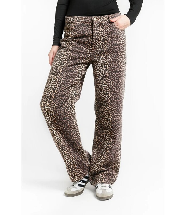 INDEE LOW WAIST 5 POCKET JEANS TROUSERS LEOPARD